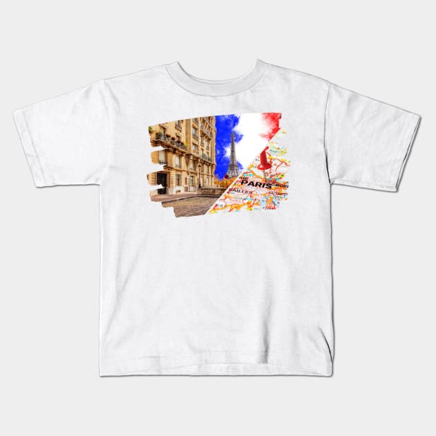 The Eiffel Tower In Paris France Kids T-Shirt by Mrvan24HStore